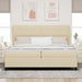 Pat cu arcuri cu saltea cu headboard Crem 200 x 200 cm țesătură - WALTI WALTI