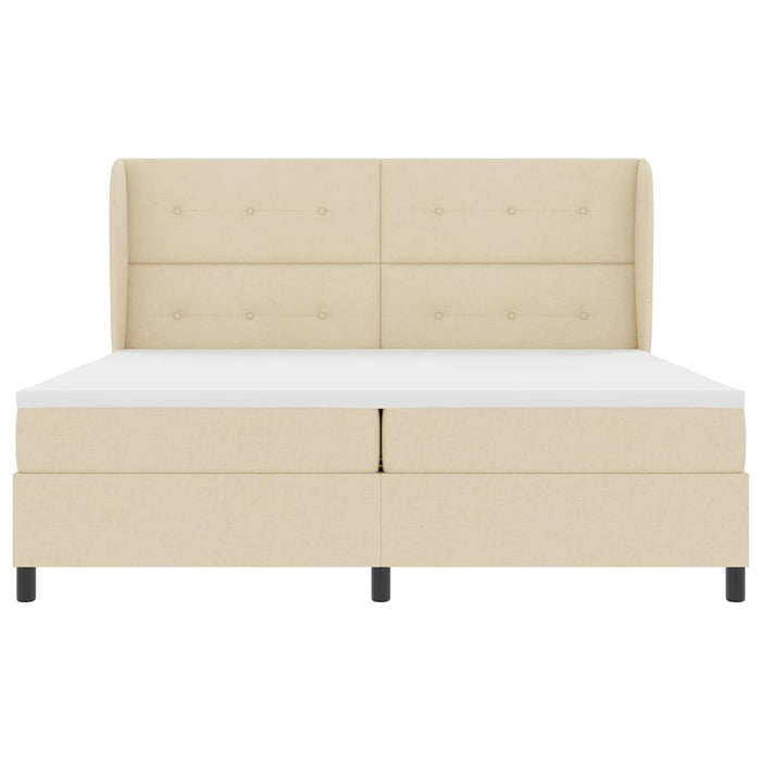 Pat cu arcuri cu saltea cu headboard Crem 200 x 200 cm țesătură - WALTI WALTI