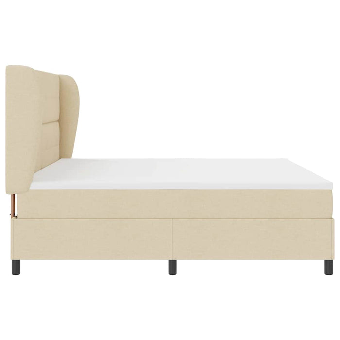 Pat cu arcuri cu saltea cu headboard Crem 200 x 200 cm țesătură - WALTI WALTI
