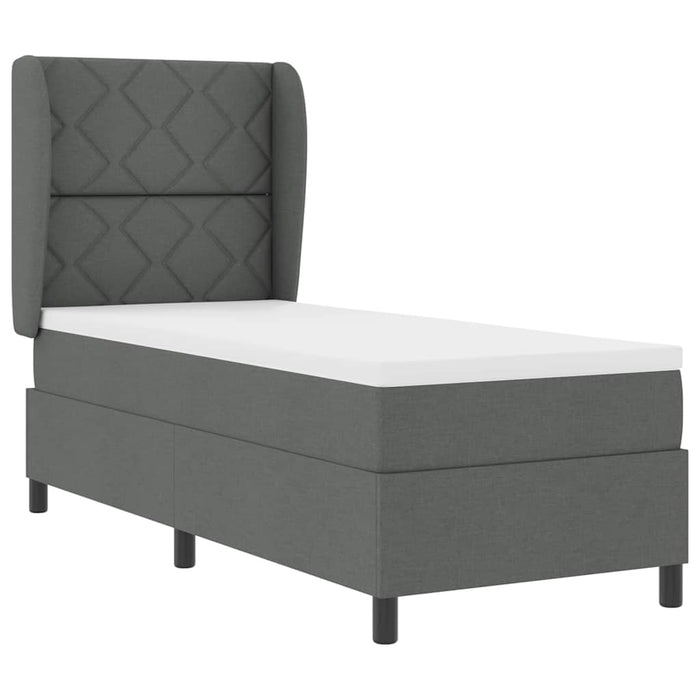 Pat cu arcuri cu headboard Gri închis 80 x 200 cm țesătură WALTI