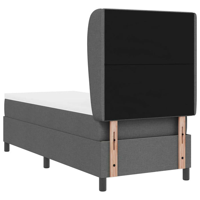Pat cu arcuri cu headboard Gri închis 80 x 200 cm țesătură WALTI