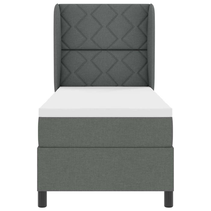 Pat cu arcuri cu headboard Gri închis 80 x 200 cm țesătură WALTI