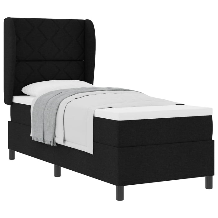 Pat cu arcuri cu headboard Negru 80 x 200 cm țesătură WALTI