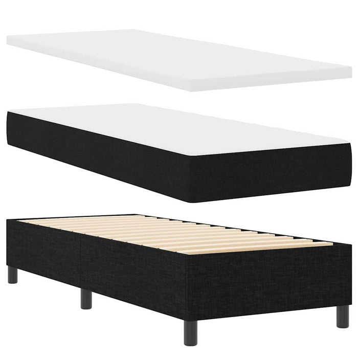 Pat cu arcuri cu headboard Negru 80 x 200 cm țesătură WALTI