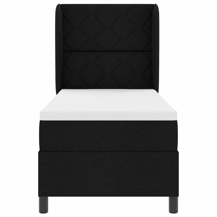 Pat cu arcuri cu headboard Negru 80 x 200 cm țesătură WALTI