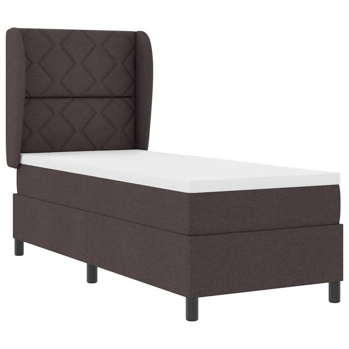 Pat cu arcuri cu headboard Maro închis 80 x 200 cm țesătură WALTI