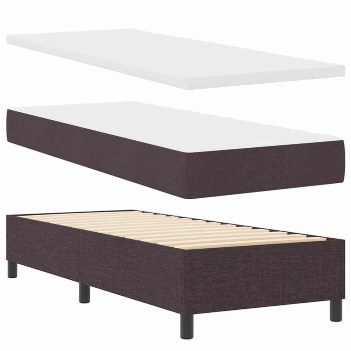 Pat cu arcuri cu headboard Maro închis 80 x 200 cm țesătură WALTI