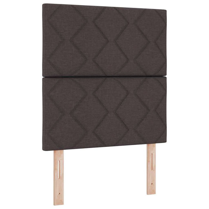 Pat cu arcuri cu headboard Maro închis 80 x 200 cm țesătură WALTI