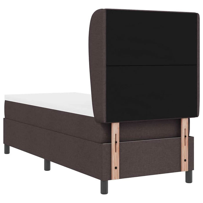 Pat cu arcuri cu headboard Maro închis 80 x 200 cm țesătură WALTI
