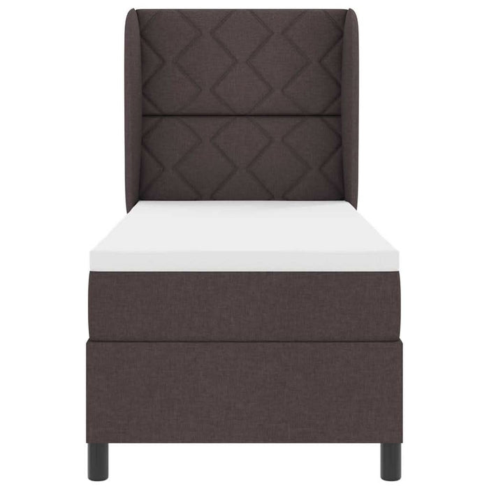 Pat cu arcuri cu headboard Maro închis 80 x 200 cm țesătură WALTI
