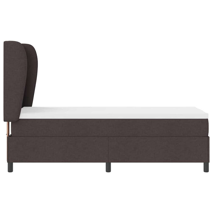 Pat cu arcuri cu headboard Maro închis 80 x 200 cm țesătură WALTI