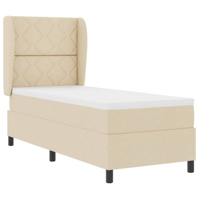 Pat cu arcuri cu pernă cu headboard Crem 80 x 200 cm țesătură WALTI