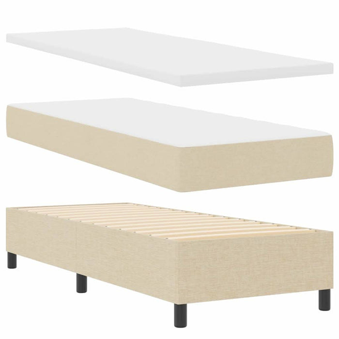 Pat cu arcuri cu pernă cu headboard Crem 80 x 200 cm țesătură WALTI