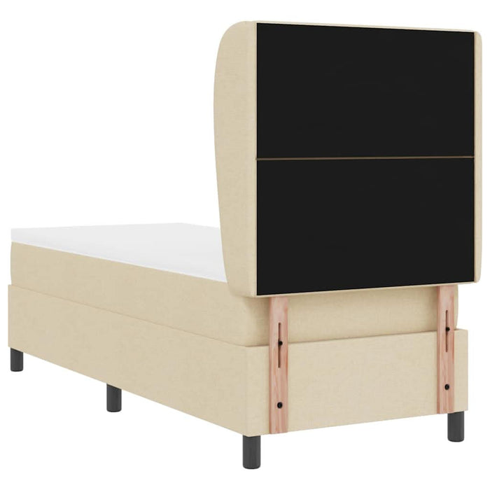 Pat cu arcuri cu pernă cu headboard Crem 80 x 200 cm țesătură WALTI