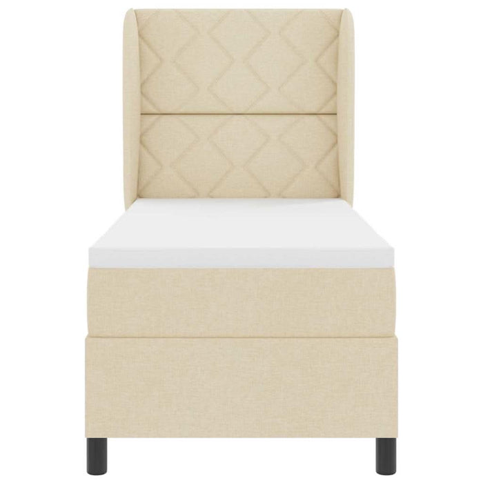 Pat cu arcuri cu pernă cu headboard Crem 80 x 200 cm țesătură WALTI