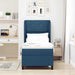 Pat cu arcuri cu headboard albastru 80 x 200 cm țesătură - WALTI WALTI