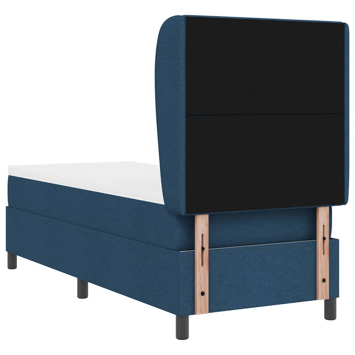 Pat cu arcuri cu headboard albastru 80 x 200 cm țesătură - WALTI WALTI