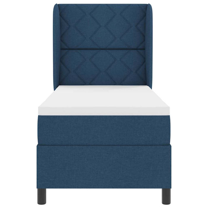 Pat cu arcuri cu headboard albastru 80 x 200 cm țesătură - WALTI WALTI