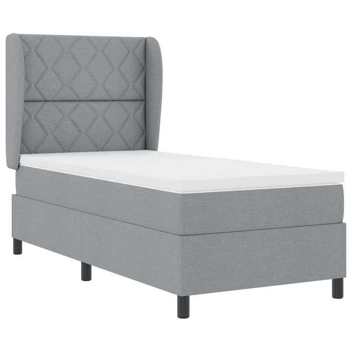 Pat cu arcuri cu headboard Gri deschis 90 x 190 cm țesătură - WALTI WALTI