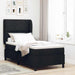 Pat cu arcuri cu headboard Negru 90 x 190 cm țesătură - WALTI WALTI