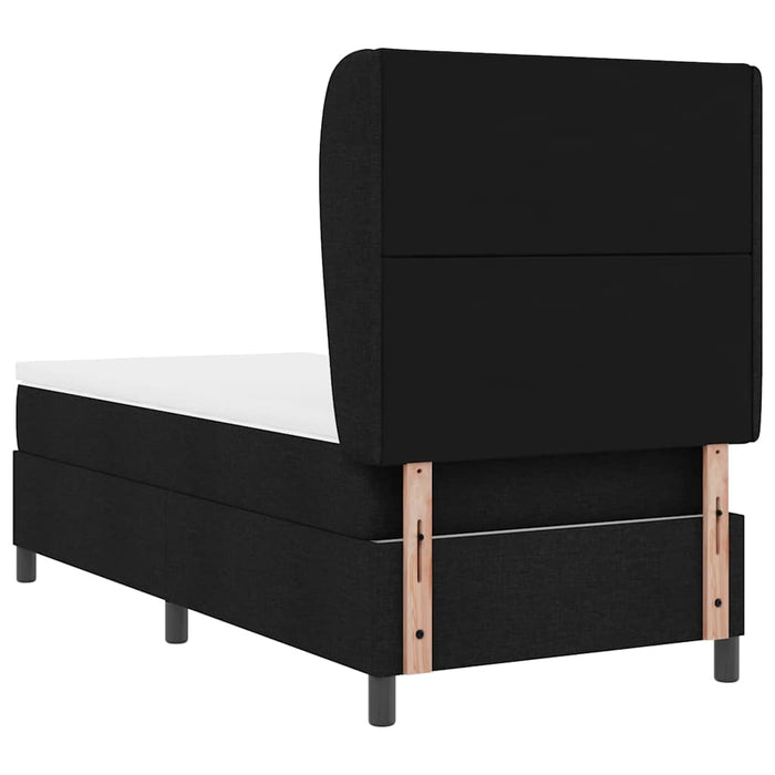 Pat cu arcuri cu headboard Negru 90 x 190 cm țesătură - WALTI WALTI