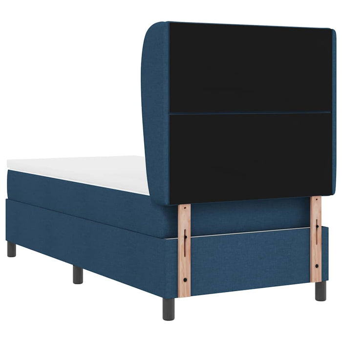Pat cu arcuri cu headboard albastru 90 x 190 cm țesătură WALTI