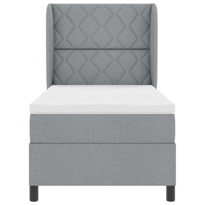 Pat cu arcuri cu headboard Gri deschis 90 x 200 cm țesătură - WALTI WALTI