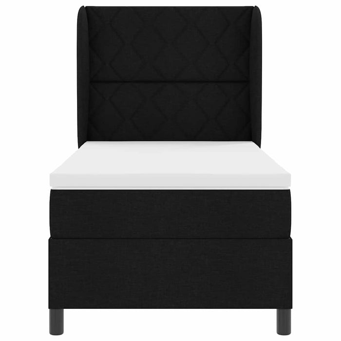 Pat cu arcuri cu headboard Negru 90 x 200 cm țesătură WALTI