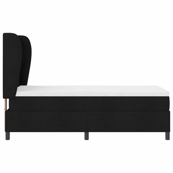 Pat cu arcuri cu headboard Negru 90 x 200 cm țesătură WALTI