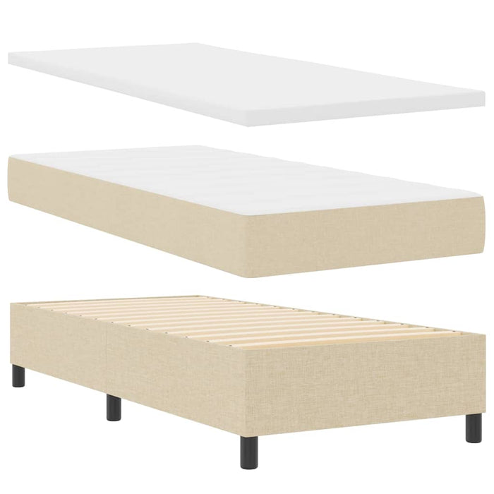 Pat cu arcuri cu headboard Crem 90 x 200 cm țesătură WALTI
