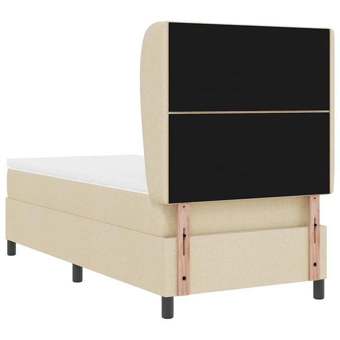 Pat cu arcuri cu headboard Crem 90 x 200 cm țesătură WALTI