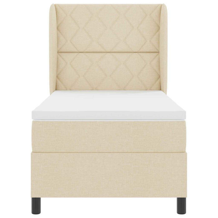 Pat cu arcuri cu headboard Crem 90 x 200 cm țesătură WALTI