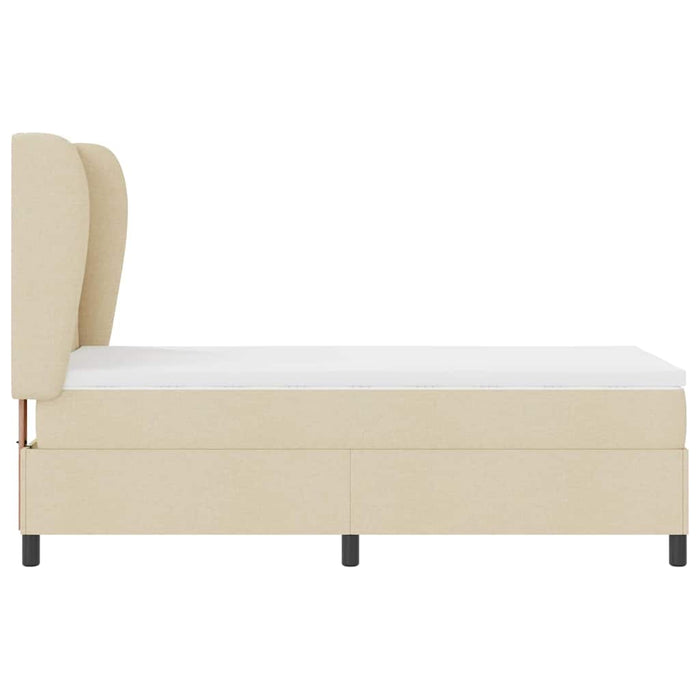 Pat cu arcuri cu headboard Crem 90 x 200 cm țesătură WALTI