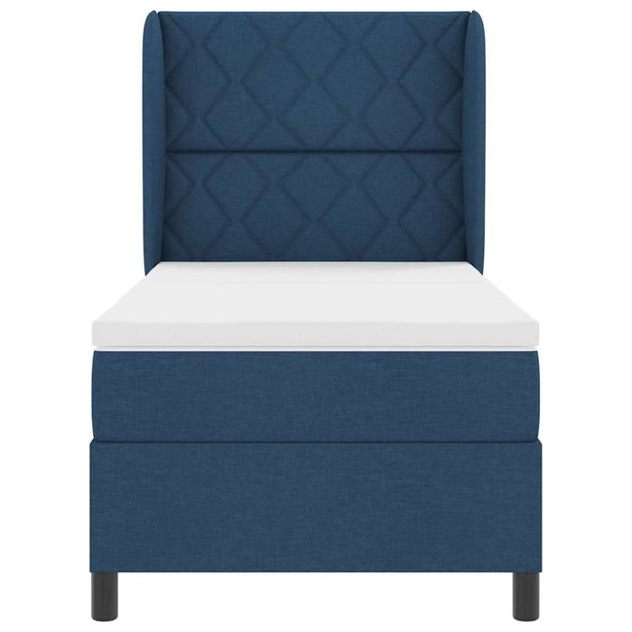 Pat cu arcuri cu headboard albastru 90 x 200 cm țesătură WALTI