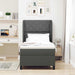 Pat cu arcuri cu headboard Gri închis 100 x 200 cm țesătură - WALTI WALTI