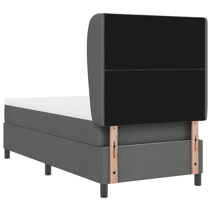 Pat cu arcuri cu headboard Gri închis 100 x 200 cm țesătură - WALTI WALTI