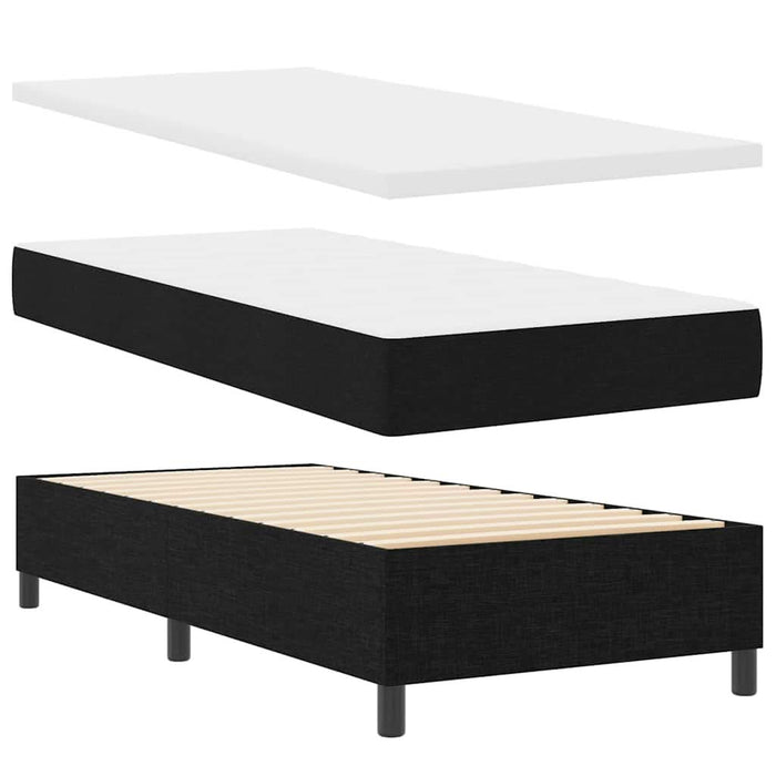 Pat cu arcuri cu saltea Negru 100 x 200 cm țesătură - WALTI WALTI