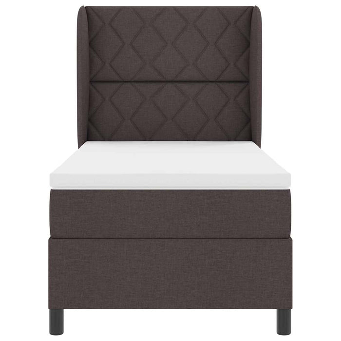 Pat cu arcuri cu saltea Maro închis 100 x 200 cm țesătură - WALTI WALTI