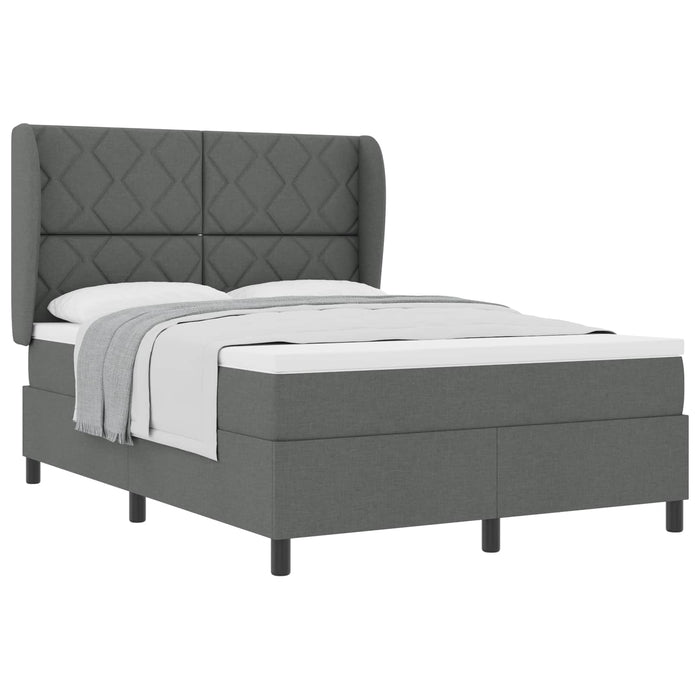 Pat cu arcuri cu headboard Gri închis 140 x 190 cm țesătură WALTI