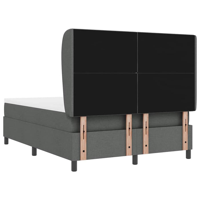 Pat cu arcuri cu headboard Gri închis 140 x 190 cm țesătură WALTI