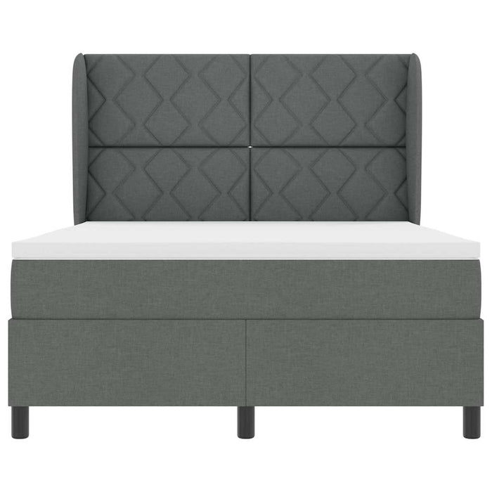Pat cu arcuri cu headboard Gri închis 140 x 190 cm țesătură WALTI