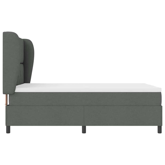 Pat cu arcuri cu headboard Gri închis 140 x 190 cm țesătură WALTI