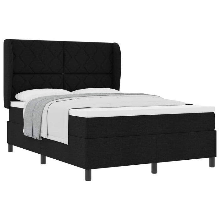Pat cu arcuri cu headboard Negru 140 x 190 cm țesătură WALTI