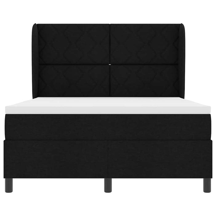 Pat cu arcuri cu headboard Negru 140 x 190 cm țesătură WALTI