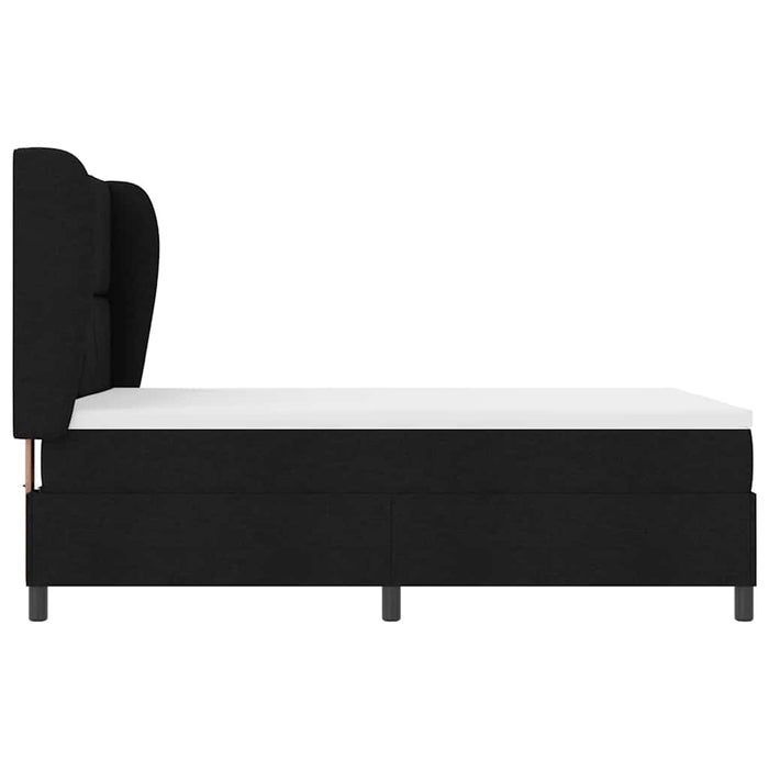 Pat cu arcuri cu headboard Negru 140 x 190 cm țesătură WALTI