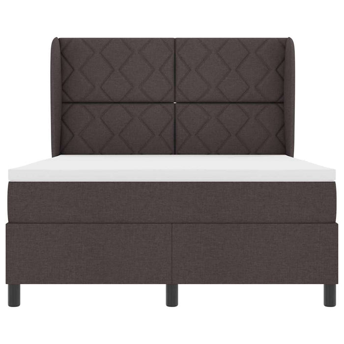 Pat cu arcuri cu headboard Maro închis 140 x 190 cm țesătură WALTI