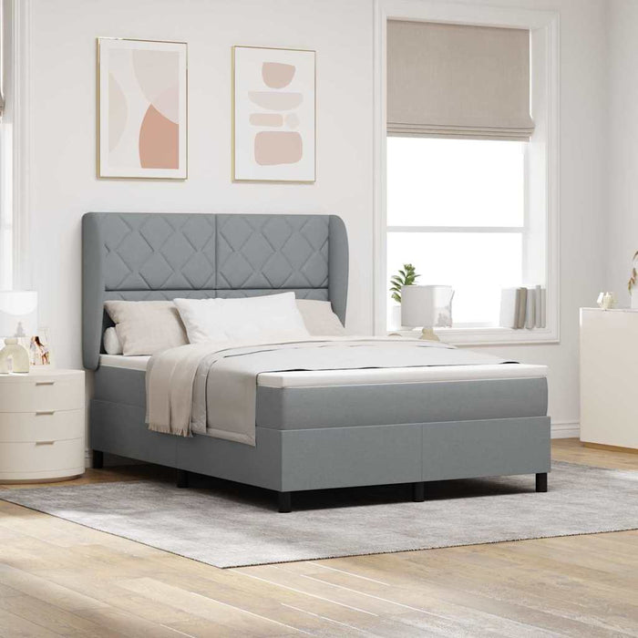 Pat cu arcuri cu headboard Gri deschis 140 x 200 cm țesătură WALTI