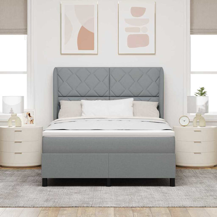 Pat cu arcuri cu headboard Gri deschis 140 x 200 cm țesătură WALTI