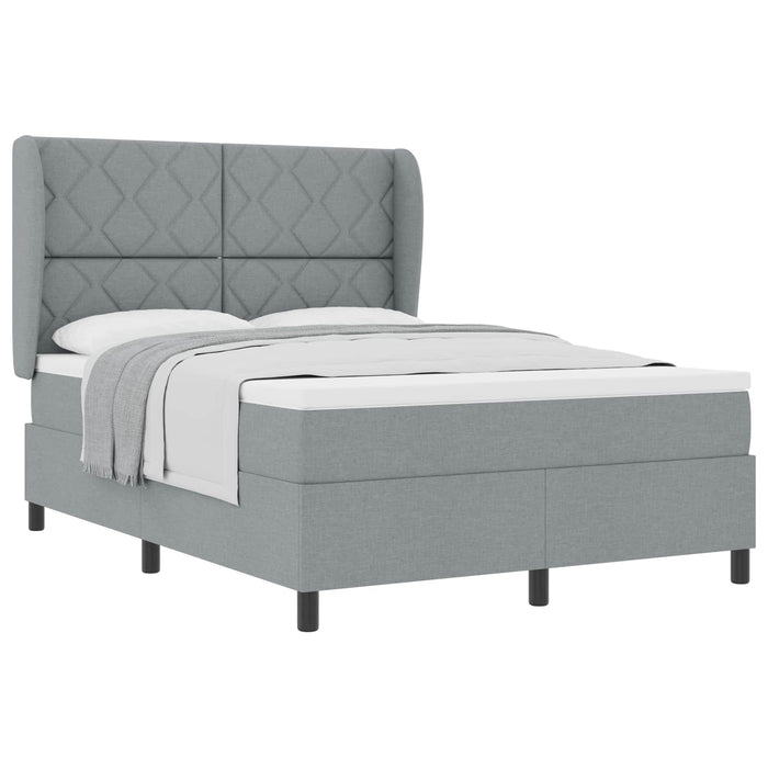 Pat cu arcuri cu headboard Gri deschis 140 x 200 cm țesătură WALTI