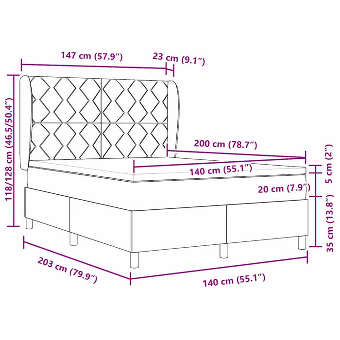 Pat cu arcuri cu headboard Negru 140 x 200 cm țesătură WALTI
